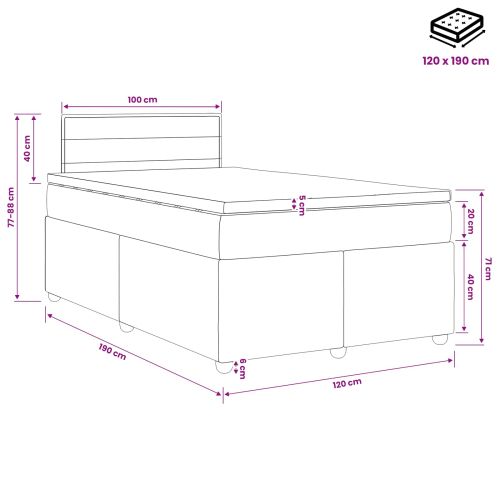 Континентално легло с матрак Кремаво 120 x 190 cm Текстил