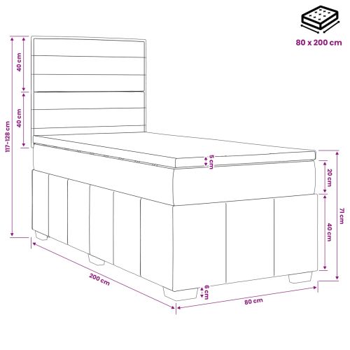 Континентално легло с матрак Тъмносиво 80 x 200 cm Текстил
