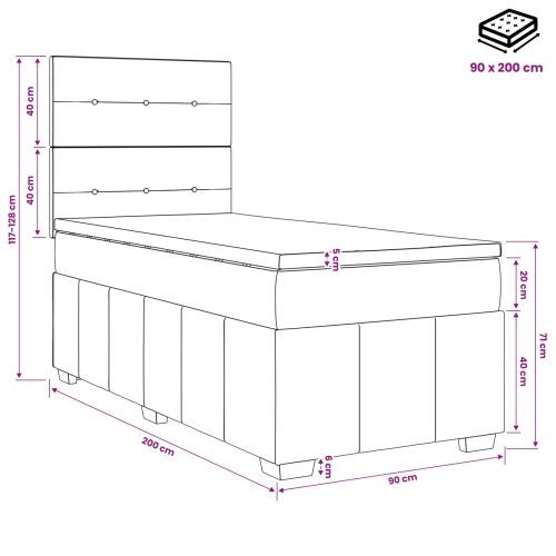 Континентално легло с матрак Таупе 90 x 200 cm Текстил
