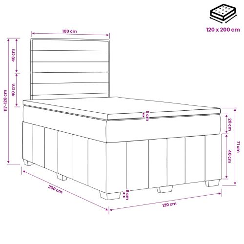 Континентално легло с матрак Таупе 120 x 200 cm Текстил