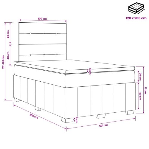 Континентално легло с матрак Кремаво 120 x 200 cm Текстил