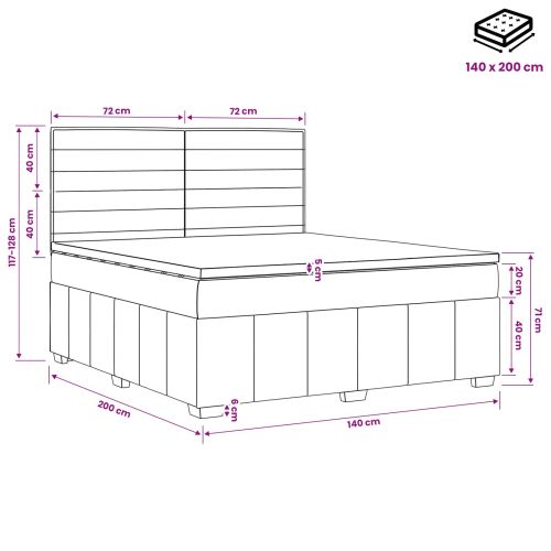 Континентално легло с матрак Кремаво 140 x 200 cm Текстил