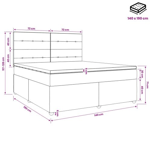 Континентално легло с матрак Таупе 140 x 190 cm Текстил