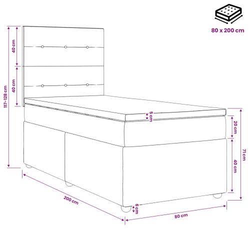 LED легло с матрак с LED ленти Синьо 80 x 200 cm Текстил