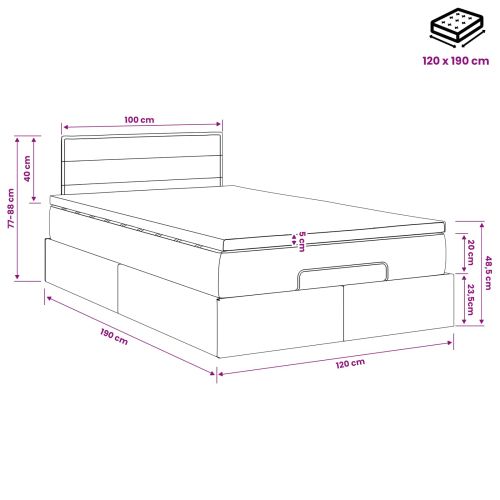 Огледално легло с матрак с таблото Синьо 120 x 190 cm Текстил