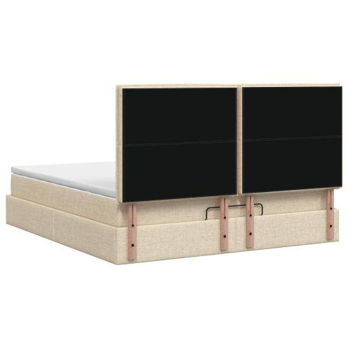 Огледално легло с матрак с таблото Кремаво 140 x 190 cm Текстил