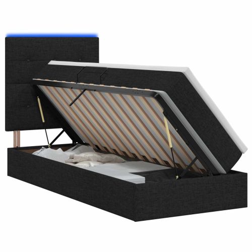 LED легло за съхранение с матрак Черно 90 x 190 cm Текстил
