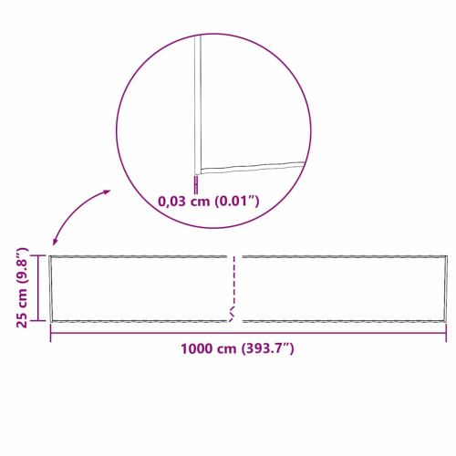 vidaxl Край на Тревата 1000 x 25 x 0,03 см Поцинкована стомана