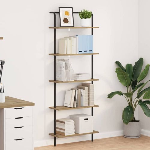 Рафт за книги 5 нива 60 x 24 x 168 см Инженерна дървесина Дъб