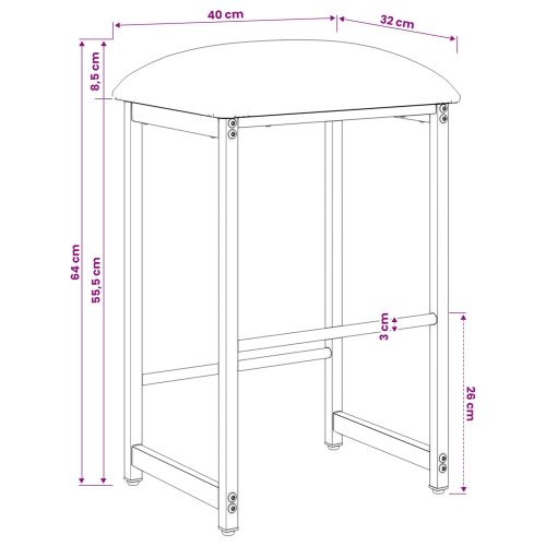 Бар стол Черно 40 x 32 x 64 см Инженерна дървесина