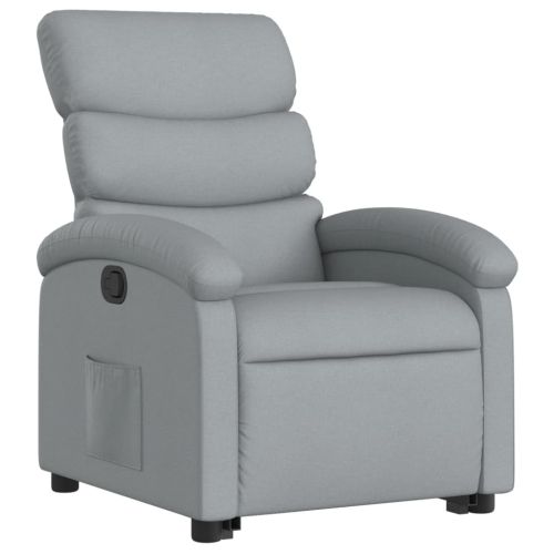 Изправящ реклайнер стол, светлосив, текстил