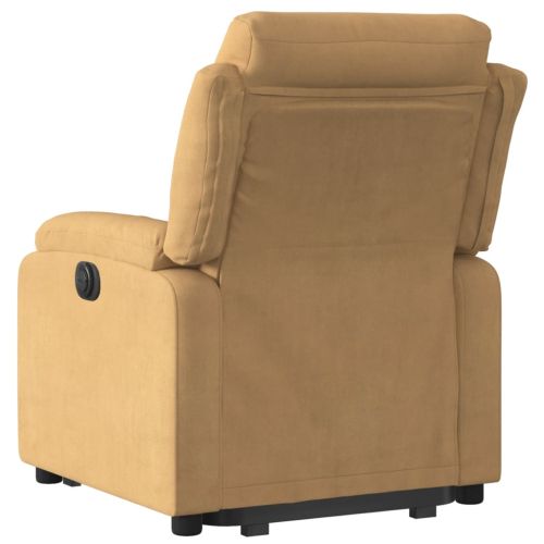 Изправящ стол реклайнер, кафяв, кадифе