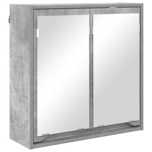 Шкаф с огледало за баня Циментено сиво 60 x 20 x 60 cm
