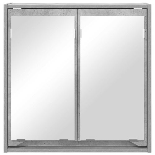 Шкаф с огледало за баня Циментено сиво 60 x 20 x 60 cm
