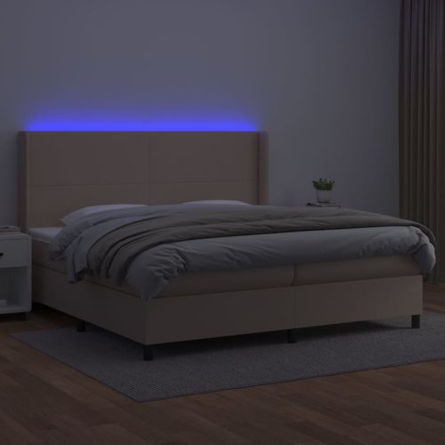 Боксспринг легло с матрак LED капучино 200x200 см