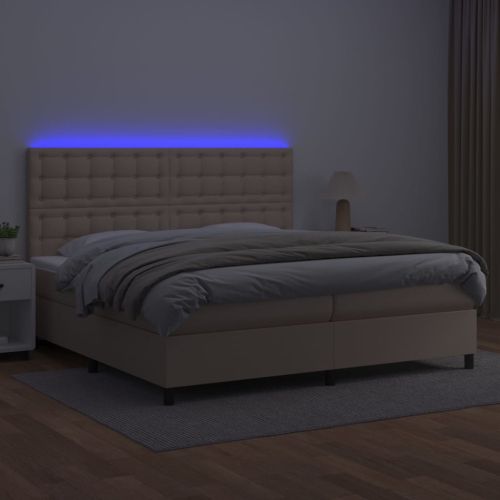 Боксспринг легло с матрак LED капучино 200x200 см