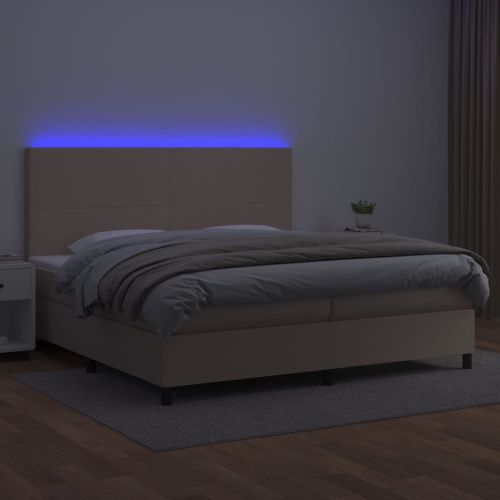 Боксспринг легло с матрак LED капучино 200x200 см
