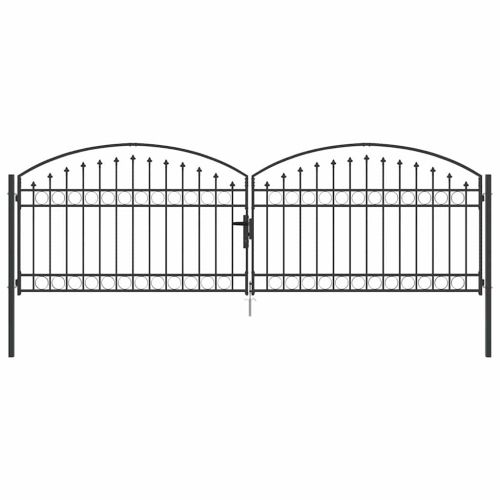 Врата за ограда ASSEN 401 x 175,5 см Стомана Сив С ключалка