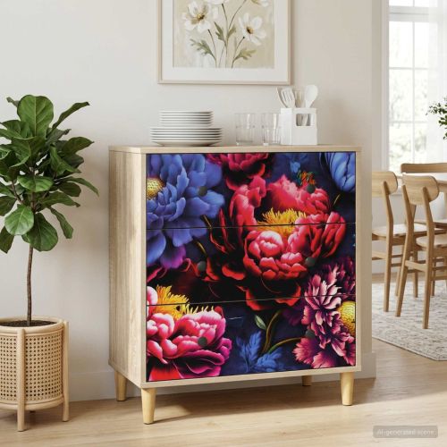 Плика KIEL Тъмен печат от пион 66 x 36,5 x 75 см Сонома