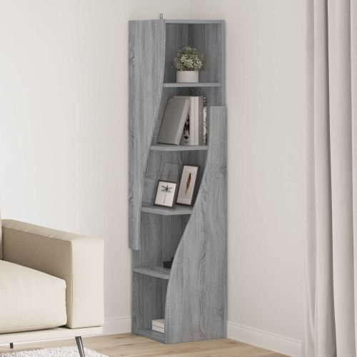 Ъглов шкаф 32x32x140см Инженерна дървесина Сив Сонома