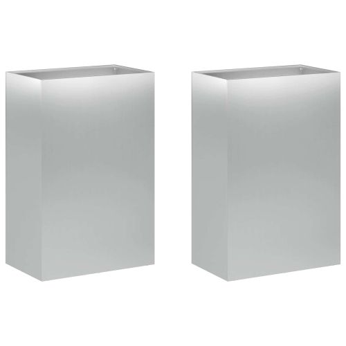 Градинска саксия 2 бр. Сребристо 50 x 30 x 75 см