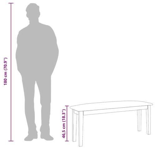 Пейка 110 cm Масивна дървесина Гума