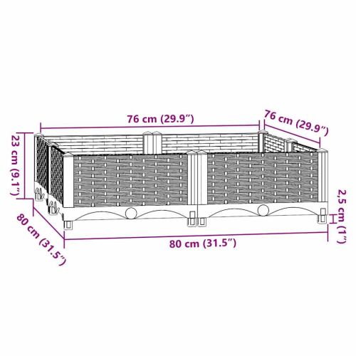 Повдигната леха, 80x80x23 см, полипропилен