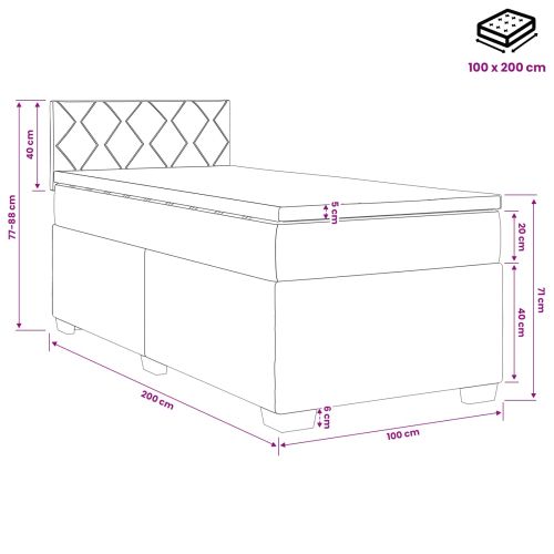 Легло с пружина и матрак с LED Тъмен кафяв 100 x 200 cm Текстил