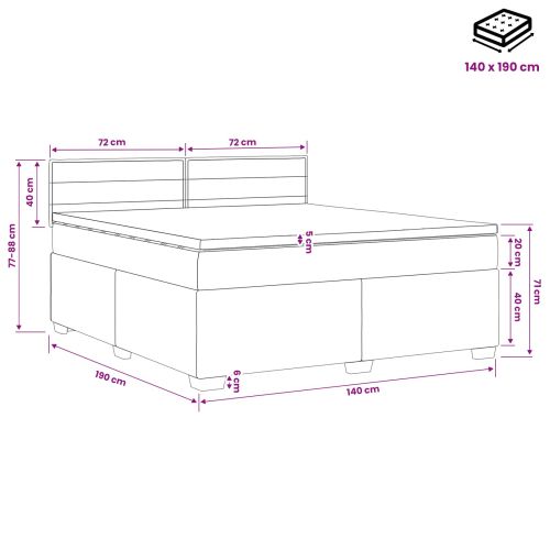 Легло с пружина и матрак с LED Тъмносиво 140 x 190 cm Текстил