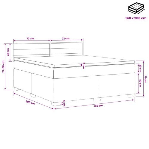 Легло с пружина и матрак с LED Кремаво 140 x 200 cm Текстил
