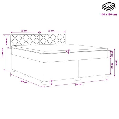 Легло с пружина и матрак с LED Тъмнозелено 140 x 190 cm Кадифе