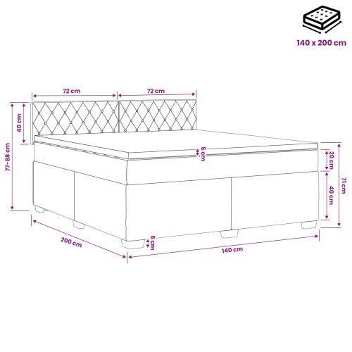 Легло с пружина и матрак с LED Светлосиво 140 x 200 cm Кадифе