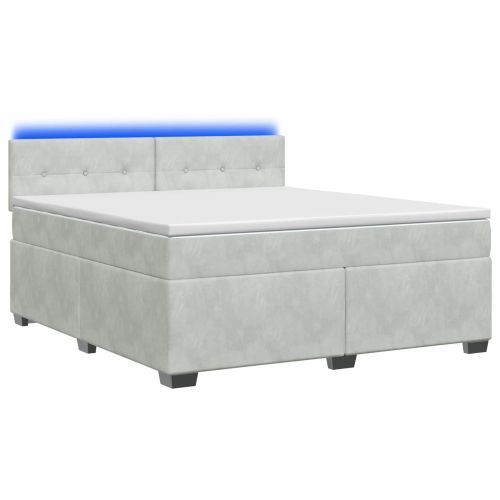 Легло с пружина и матрак с LED Светлосиво 160 x 200 cm Кадифе