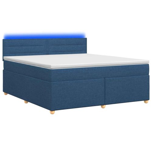 Континентално легло с матрак Синьо 140 x 190 cm Текстил