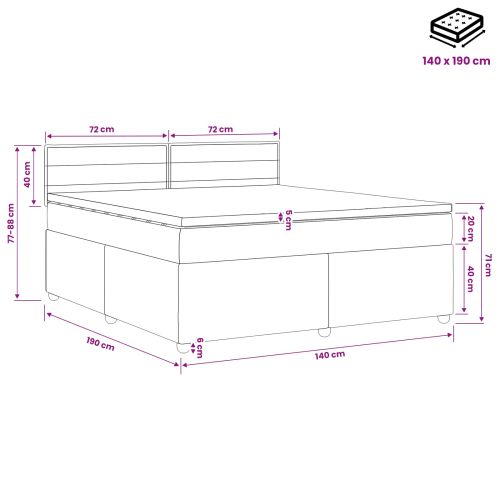 Континентално легло с матрак Синьо 140 x 190 cm Текстил