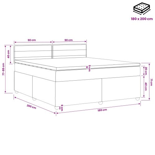 Континентално легло с матрак Синьо 180 x 200 cm Текстил