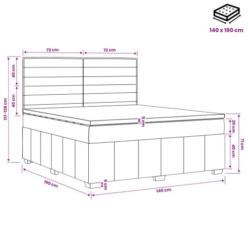 Континентално легло с матрак Кремаво 140 x 190 cm Текстил