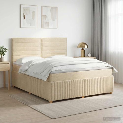 Континентално легло с матрак Кремаво 140 x 190 cm Текстил