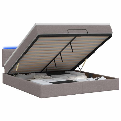 Отоман с матрак и LED с LED ленти Таупе 140 x 190 cm Текстил