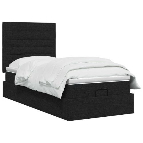 Отоман с матрак и LED с LED ленти Черно 90 x 190 cm Текстил