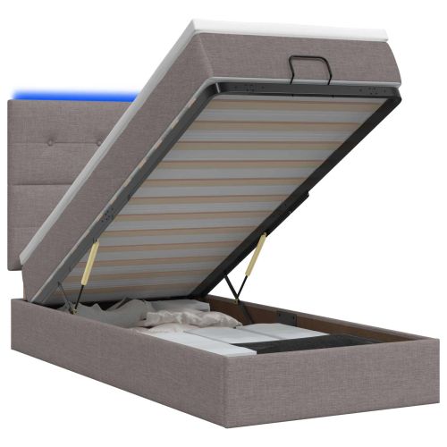 Отоман с матрак и LED с LED ленти Таупе 90 x 190 cm Текстил