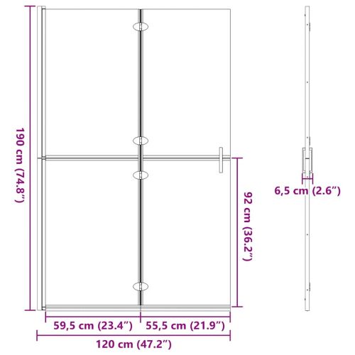 Стена за душ с влизане Златист 120 x 6,5 x 190 см
