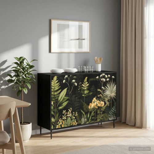 Служебен шкаф RHENEN Черен дъб 102 x 33 x 76 см