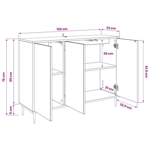 Служебен шкаф BORNE Черен дъб 102 x 33 x 76 см