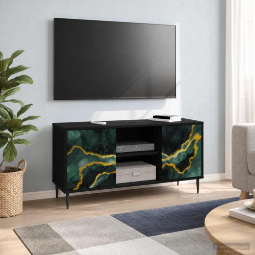 ТВ шкаф WIJHE 102 x 33 x 51 см Черен дъб Инженерна дървесина