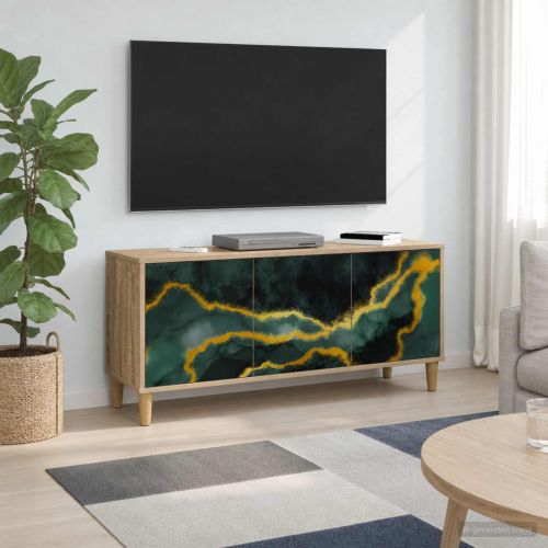 ТВ шкаф WIJHE 102 x 33 x 50 см Сонома Инженерна дървесина