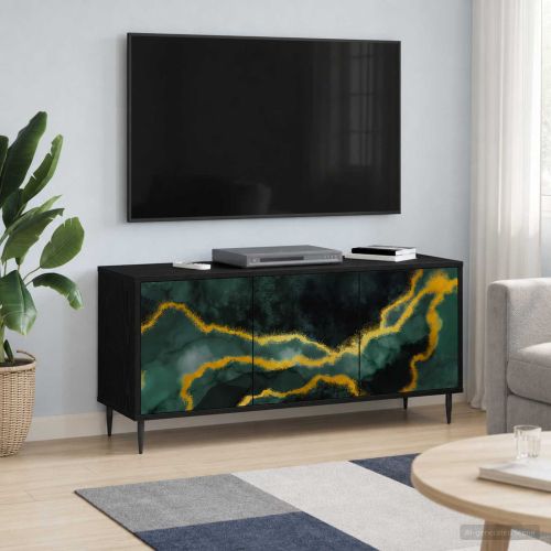 ТВ шкаф WIJHE 102 x 33 x 51 см Черен дъб Инженерна дървесина