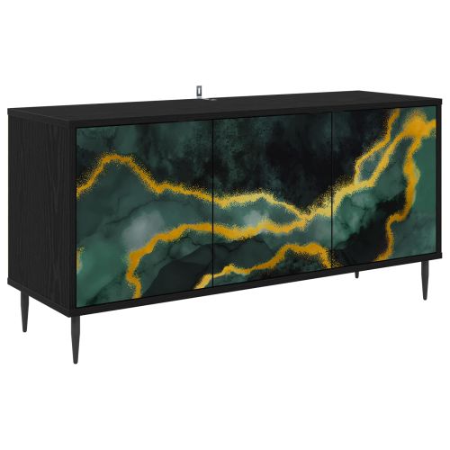 ТВ шкаф WIJHE 102 x 33 x 51 см Черен дъб Инженерна дървесина