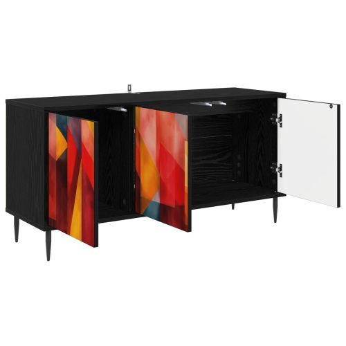 ТВ шкаф HEESCH 102 x 33 x 51 см Черен дъб Инженерна дървесина