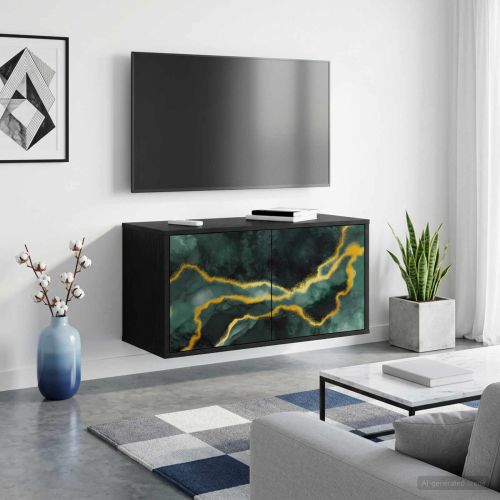Стенен телевизионен шкаф WIJHE 69 x 33 x 40 см Черен дъб